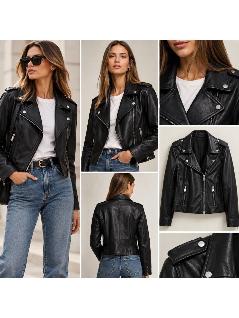 Lucky Brand Women’s L Black Lamb Leather Moto Biker Jacket Genuine Leather